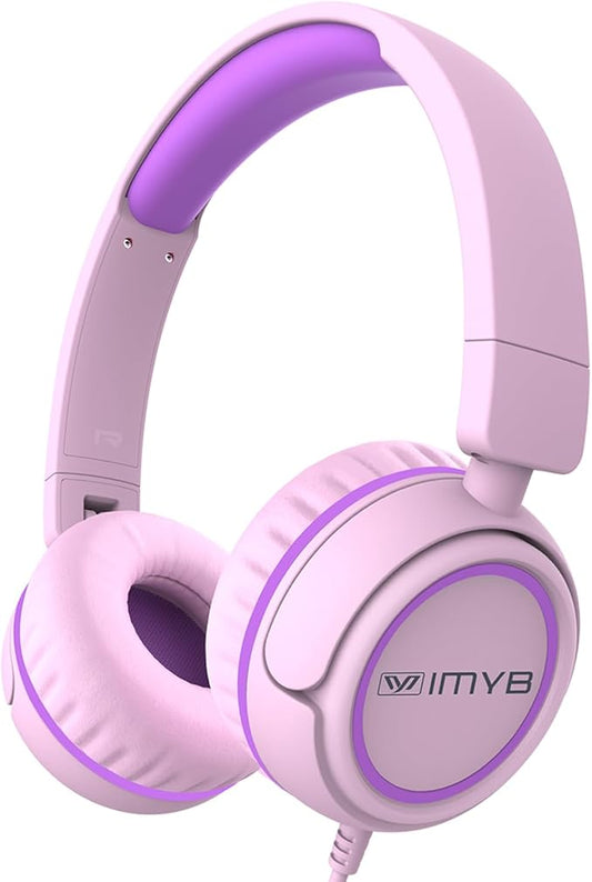 Kids Headphones, V1 Wired Stereo Foldable Tangle-Free 3.5mm Adjustable On-Ear Headphones for Kids for School/Toddlers/Childrens/Teens/Boys/Girls/Ipad/Tablet/Kindle/Phones/Travel/Plane (Pink)