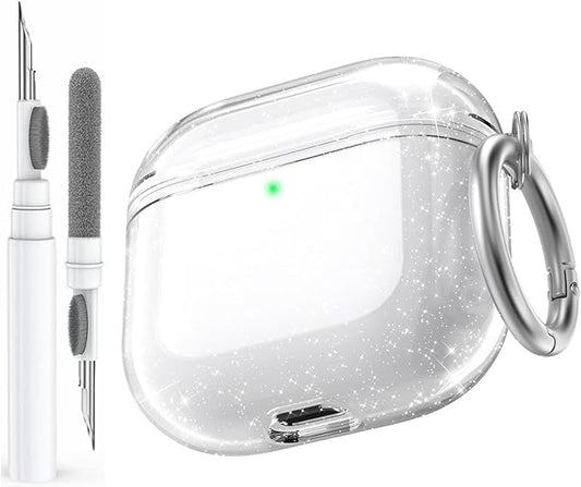 AhaStyle Clear Airpods 4 Case Cover with Cleaning Kit [Anti-Yellowing] Soft TPU Protective Covers Skin Designed for Apple AirPods 4th Generation 2024 Support USB-C Charging Case and Wireless Charging
