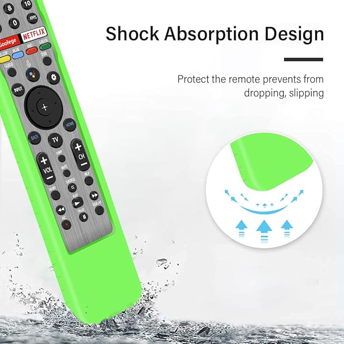 2 Pack Silicone Case for Sony RMF-TX600U RMF-TX500U Remote Control [Anti-Slip] Protective Cover for Sony RMF-TX621U RMF-TX520U Voice Remote Case Sleeve Holder Protector Skin-Glow Blue, Glow Green
