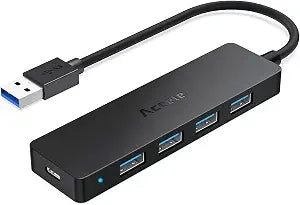 Aceele 4-Port USB 3.0 Hub, Ultra-Slim USB Hub with USB-C Powered Port[Charging/Monitor Not Supported], USB Port for MacBook, Mac Pro, iMac, Mac mini, XPS, PC, Laptop, Flash Drive, Mobile HDD