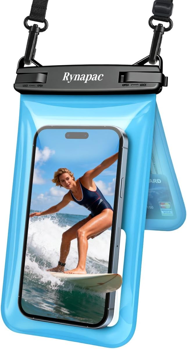IPX8 Waterproof Phone Pouch Floating, [Up to 8.5''] Double Space Waterproof Phone Case with Lanyard for iPhone 17 16 15 Pro Max, Cell Phone Dry Bag for Beach Travel Cruise Ship Essentials