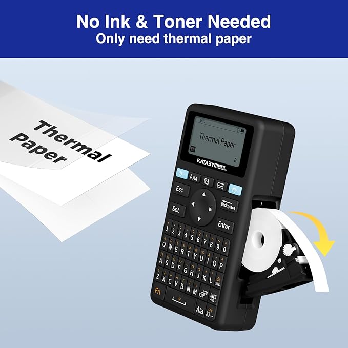 SUPVAN E11 Bluetooth Label Maker Machine with 4 Tapes, Support Keyboard & App with 40 Fonts and 650+ Icons, Rechargeable Inkless Labeler for Home, Kitchen, Office, School, Organization, Black