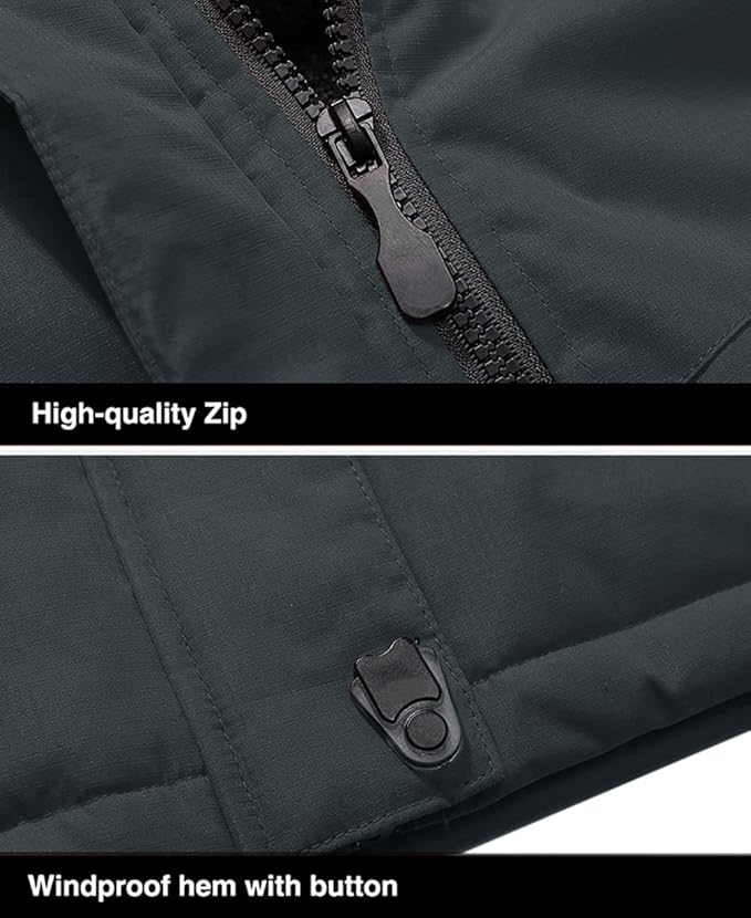 MAGCOMSEN Men's Winter Coats Water Resistant Ski Snow Jacket Warm Fleece Jacket Parka Raincoats With Hood Multi-Pockets