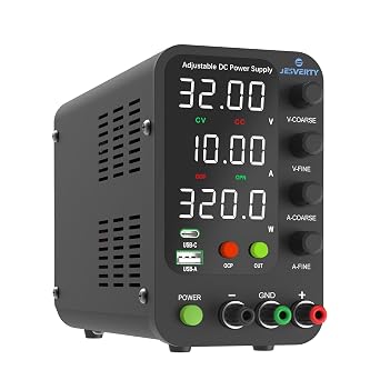 DC Power Supply Variable, 0-32V 0-10A Switching Bench Power Supply with 20W USB & Type-C Quick-Charge, Encoder Corase & Fine Adjustment Knob, Output Switch, 4-Digit LED Display - SPS-3010V