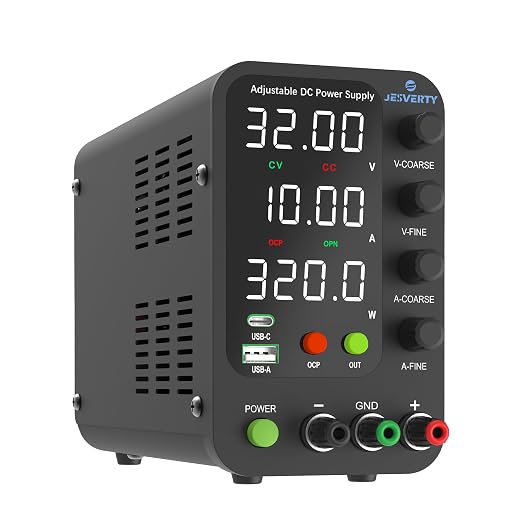 DC Power Supply Variable, 0-32V 0-10A Switching Bench Power Supply with 20W USB & Type-C Quick-Charge, Encoder Corase & Fine Adjustment Knob, Output Switch, 4-Digit LED Display - SPS-3010V