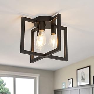 ZGLAOJT 3-Lights Ceiling Light Fixture,Industrial Black Semi Flush Mount Chandelier,Ceiling Lighting for Kitchen Living Room Bedroom Farmhouse Hallway Foyer - Image 1