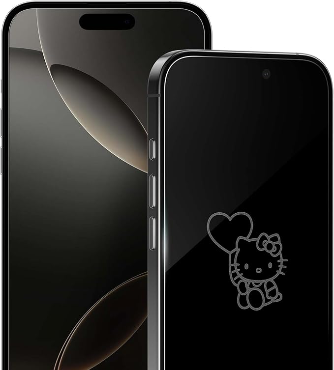 Hello Kitty Balloon Clear Screen Protector for iPhone 14 Pro Max - with Disappearing Logo - Scratch-Resistant and Easy-to-Install Screen Protectors (Includes Installation Tray)