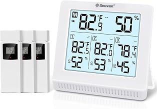 Geevon Indoor Outdoor Thermometer Wireless with 3 Remote Sensors, Digital Hygrometer Thermometer, Temperature Gauge Humidity Monitor with Backlight, 200FT/60M Transmission Range - Image 1