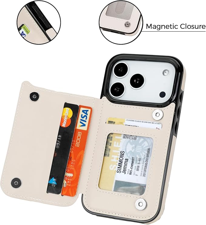uCOLOR for iPhone 17 Pro Wallet Case with Card Holder PU Leather RFID Blocking Design iPhone 17 Pro flip case for Women Men Magnetic Clasp Kickstand Design 6.3 inch (Desert Flowers)