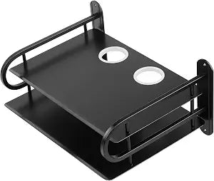 Z-Color Black Metal Double Wireless WiFi Router Storage Box/TV Set Box Shelf Wall Hanging Plug Board Bracket Cable Storage Organizer (Small)