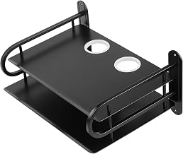 Z-Color Black Metal Double Wireless WiFi Router Storage Box/TV Set Box Shelf Wall Hanging Plug Board Bracket Cable Storage Organizer (Small) - Image 1