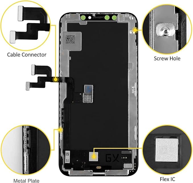 LL TRADER Screen Replacement for iPhone Xs LCD 5.8'' Retina FHD Display COF Touch Screen Digitiser with Repair Tool Kits, Waterproof Tape, Screen Protector