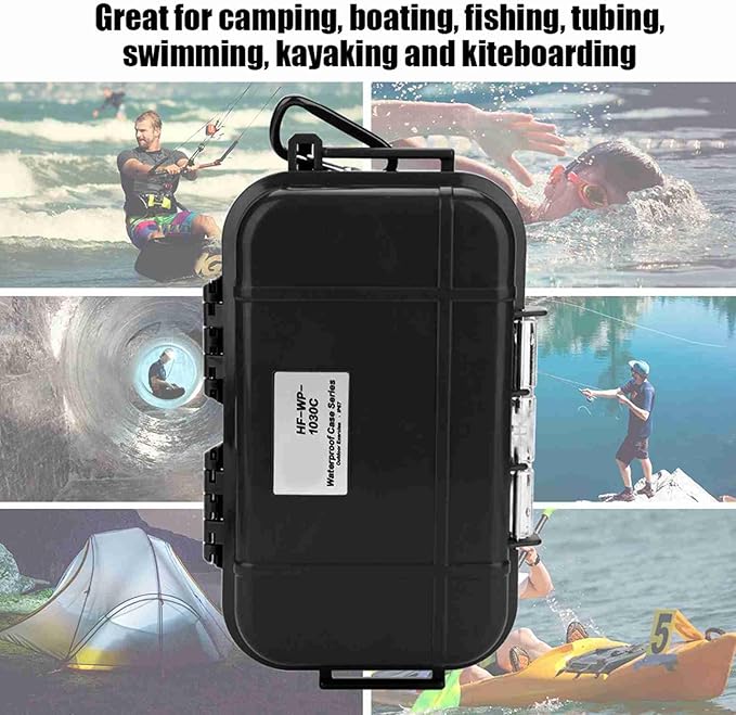 Small Waterproof Boxes of Plastic Case Shockproof Airtight Container Case Portable Airtight Carry Box Black Dry
