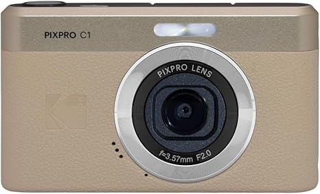 KODAK PIXPRO C1 13MP Compact Digital Camera, 26mm Fixed Lens, Tan