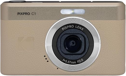 KODAK PIXPRO C1 13MP Compact Digital Camera, 26mm Fixed Lens, Tan
