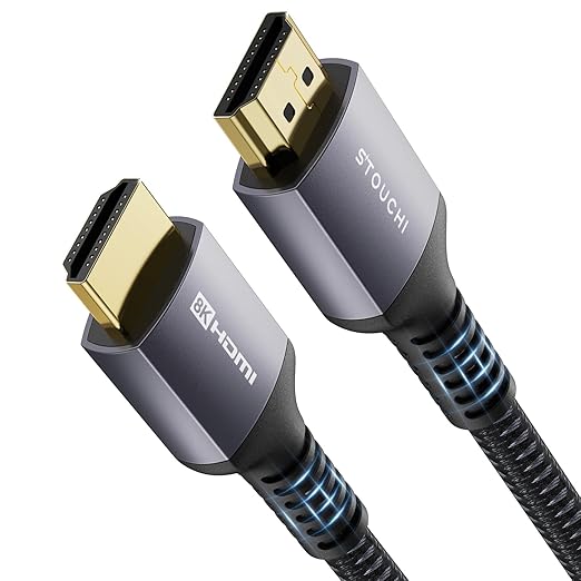 Stouchi 8K HDMI Cables 2ft 48Gbps, Ultra High Speed HDMI® FRL Braided Cord, 8K@60Hz 4K@120Hz 144Hz, eARC, HDCP 2.2 & 2.3, SBTM HDR 10+ Compatible with Roku TV/PS5/HDTV/Blu-ray