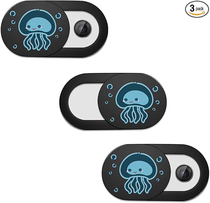 SIREG Webcam Cover Ultra Thin - Web Camera Cover fits Laptop,Tablet,PC,Computer, Smartphone, Protect Your Privacy and Security,Strong Adhesive (Jellyfish B- 3 Pack)