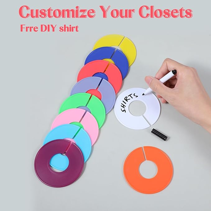 80Pcs Closet Dividers for Hanging Clothes, 10Colors Clothing Rack Size Divider Clothes Size Dividers Clothing Rack Divider Separators for Cloth Sorting Organization
