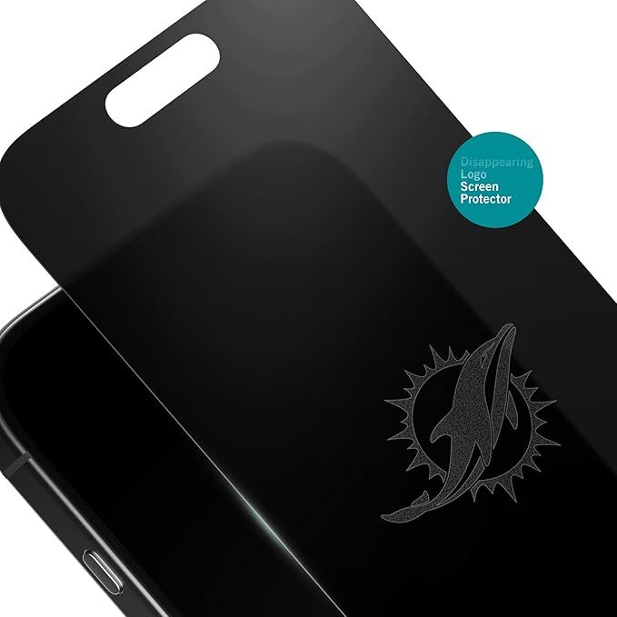 NFL Miami Dolphins Privacy Screen Protector for iPhone 16 Pro with Disappearing Logo - Scratch-Resistant and Easy-to-Install Screen Protectors (Includes Installation Tray)