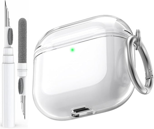 AhaStyle Clear Airpods 4 Case Cover with Cleaning Kit [Anti-Yellowing] Soft TPU Protective Covers Skin Designed for Apple AirPods 4th Generation 2024 Support USB-C Charging Case and Wireless Charging