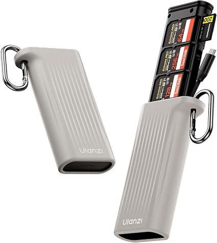 ULANZI CR2 High-Speed 2-in-1 SD TF Card Reader & Case Holder for SD/TF/Nano SIM Card/Eject Pin w IP54 Protection, USB 3.1 Type-C SD/TF 4.0 UHS-II, Camera Phone Photography Accessories (Grey)
