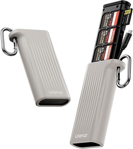 ULANZI CR2 High-Speed 2-in-1 SD TF Card Reader & Case Holder for SD/TF/Nano SIM Card/Eject Pin w IP54 Protection, USB 3.1 Type-C SD/TF 4.0 UHS-II, Camera Phone Photography Accessories (Grey)