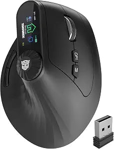 Transformers Vertical Ergonomic Mouse with LED Screen & Knob Control Black