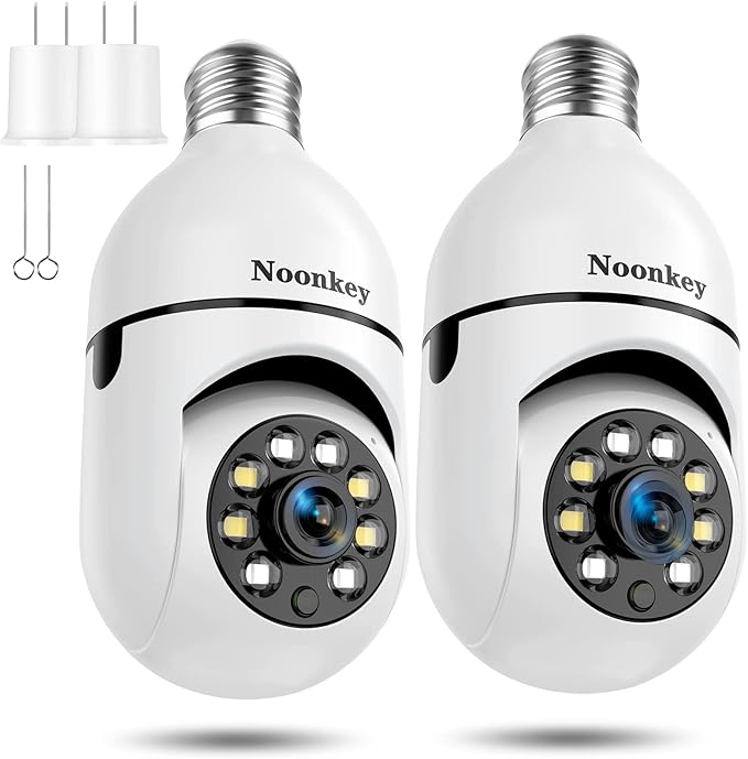 2K/3MP Light Bulb Security Camera, 5G& 2.4GHz WiFi 2 Pack Alexa Home 360° Wireless Security Camera Outdoor, Motion Tracking Detection Alarm,Color Night Vision