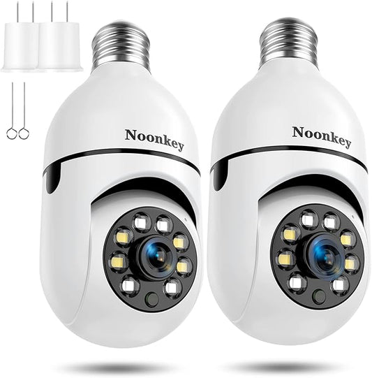 2K/3MP Light Bulb Security Camera, 5G& 2.4GHz WiFi 2 Pack Alexa Home 360° Wireless Security Camera Outdoor, Motion Tracking Detection Alarm,Color Night Vision
