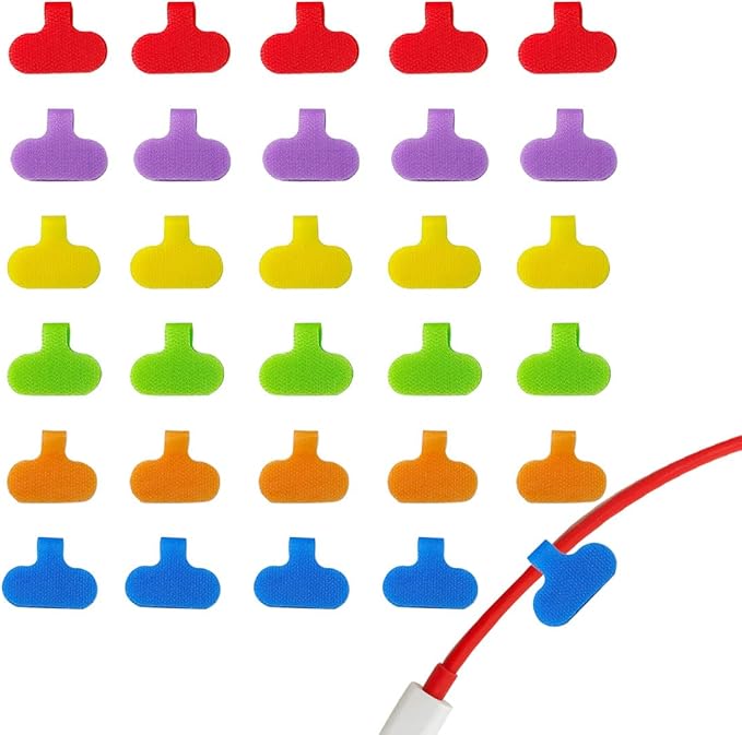 30 Oval Cord Labels - Colored, Writable, Multipurpose for Organization