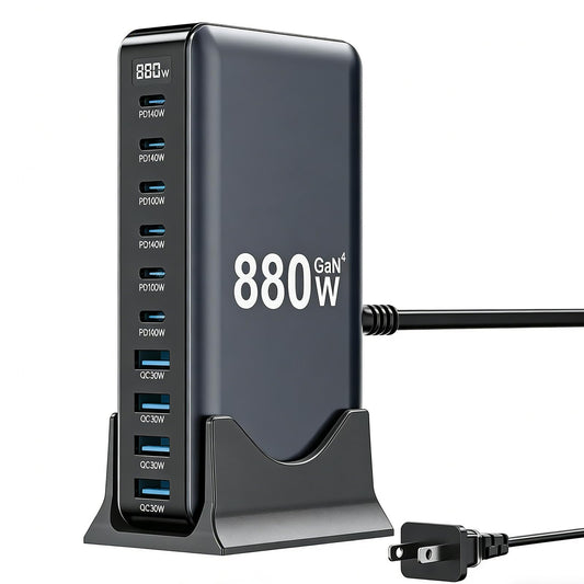 USB C Charger 880W USB C Charger Block,GaN IV 10-Port Charging Station Hub