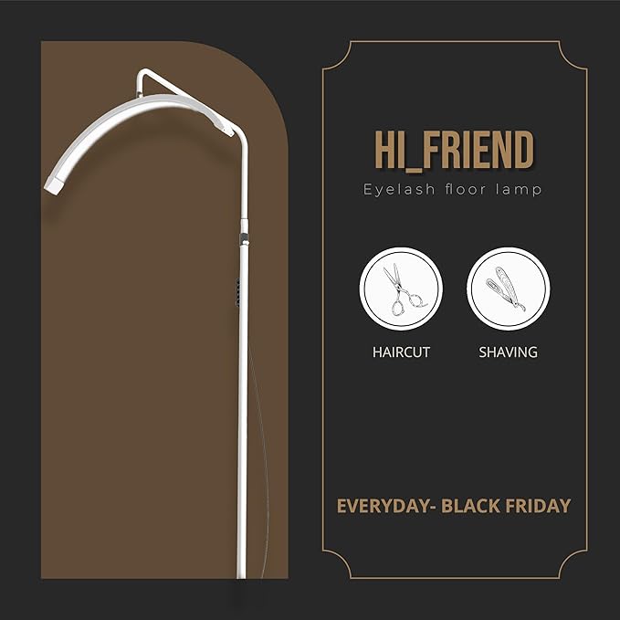 Hi_friend 23 inch Half Moon Lamp, Portable Esthetician Lash Light for Lash Tech, Bright Eyelash Extension Arched LED Floor Light, Lashing Lamp for Beauty, Skincare, Lashes (White)