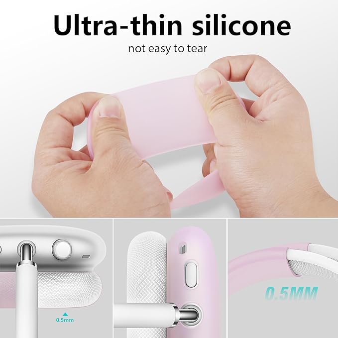 Case for Airpods Max Headphones,Ear Pad Case Cover/Ear Cups Co ver/Headband for AirPods Max(USB-C/Lightning)(2024/2020),Silicone for Apple Airpod Max,Accessories Cases(Jelly Pink Purpl)
