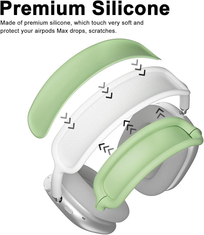ATUAT for AirPods Max Headphones Case, Protective Silicone Case Cover Skin Accessories Anti-Scratch for Women Men for Apple AirPods Max 2024/2020 (USB-C/Lightning), Matcha