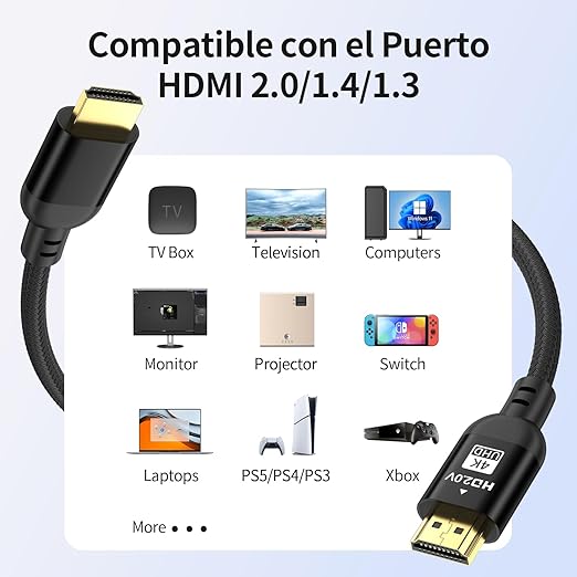 Diyanisly 4K Long HDMI Cable 65FT Ultra, High Speed HDMI 2.0 Cable, Support 4K@60Hz, HDR, 3D ARC, Ethernet Audio Video Return HDMI Cord for Xbox PS4/PS5 TV Monitor Laptop PC UHD ect (Braided,Black)
