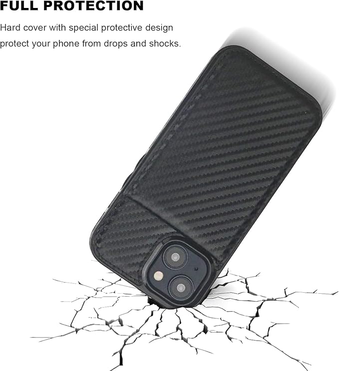 KIHUWEY Compatible with iPhone 15 Case Wallet with Credit Card Holder, Flip Premium Leather Magnetic Clasp Kickstand Heavy Duty Protective Cover for iPhone 15 6.1 Inch (Carbon Black)