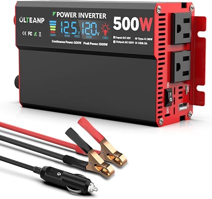 500W Power Inverter 12V DC to 110V/120V AC Car Converter for Vehicles