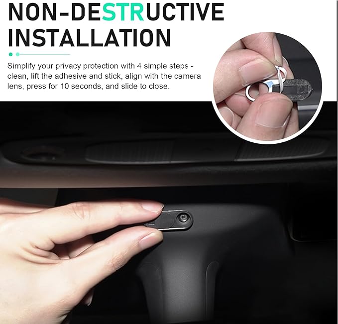 Camera Cover, Self-adhesive Sliding Webcam Cover for Protecting Privacy, Car Interior modification Accessory, Compatible with Tesla Model 3 and Model Y 2017-2023 (Black)