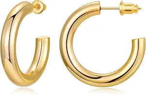 Gacimy 14K Gold Plated Chunky Open Hoop Earrings for Women