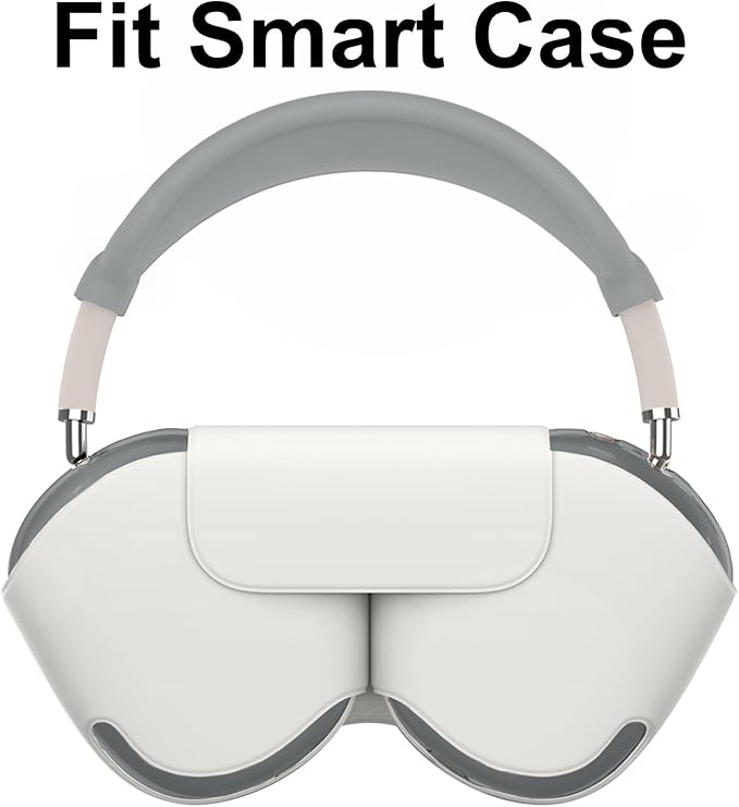 [4 in 1] Silicone Case Cover for AirPods Max Headphones,Clear Soft TPU Ear Cups Cover/Ear Pad Case Cover/Headband Cover for AirPods Max (2024/2020),Transparent Accessories for AirPod Max (USB-C), Gray