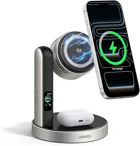 UGREEN Magflow Pro 25W Qi2.2-Certified 2-in-1 Wireless Charging Station