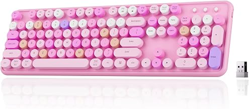 Colorful Wireless Bluetooth Keyboard (Pink Colorful) - Image 1