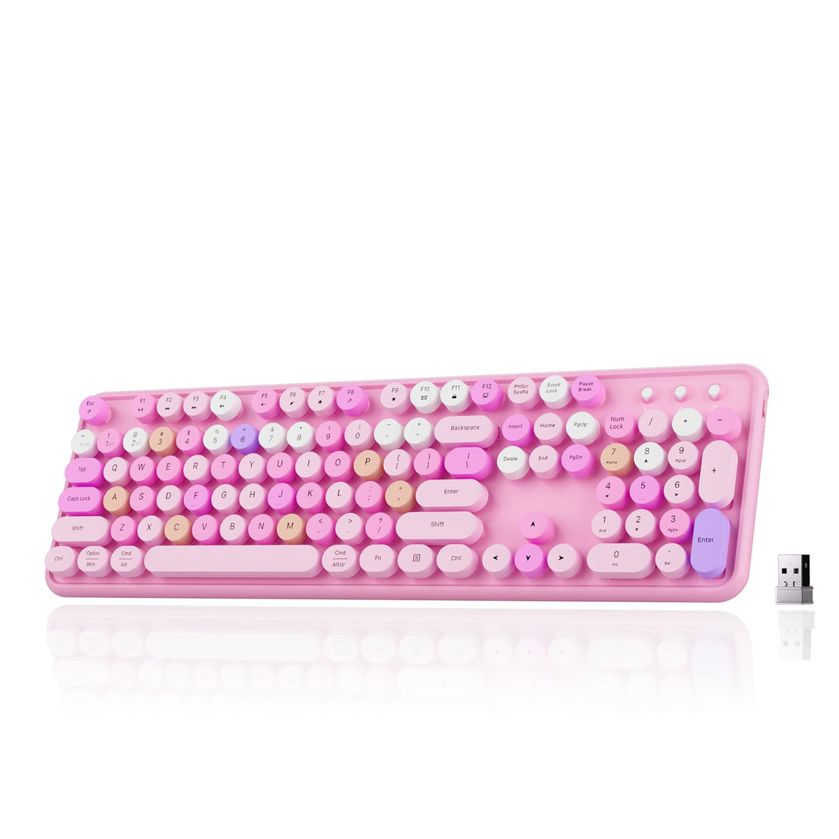 Colorful Wireless Bluetooth Keyboard (Pink Colorful)
