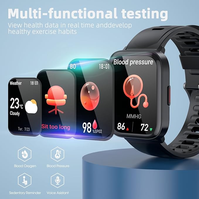 Smart Watch, 5ATM Waterproof Fitness Men's Smartwatch, 1.69'' Touch Screen Fitness Watch, Multi-Sport Mode Smartwatch, Compatible with Android iOS Phones