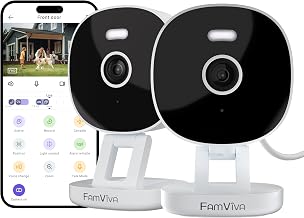 2K Wired Security Camera, Indoor/Outdoor for Home, Pet, Baby, Nanny, IP65 Waterproof Color Night Vision, White Light & Siren, Recording, Motion Detection, Works with Alexa, Plug in, White-2P