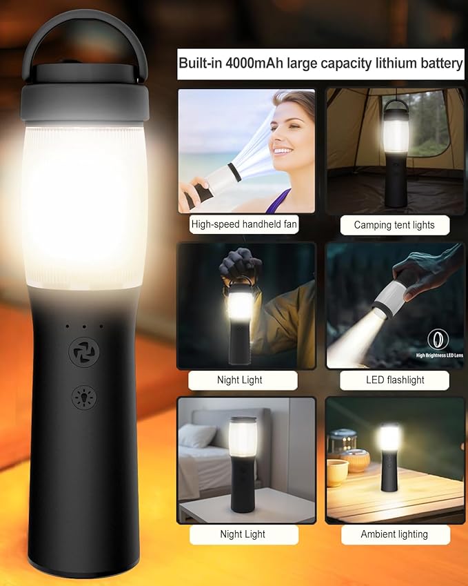 LED Camping Lantern Lantern Rechargeable,5 Light Modes LED Flashlight Survival Kits for Indoor Outdoor Home Emergency Light Power Outages Hiking Tent Outdoor Cooling Essentials