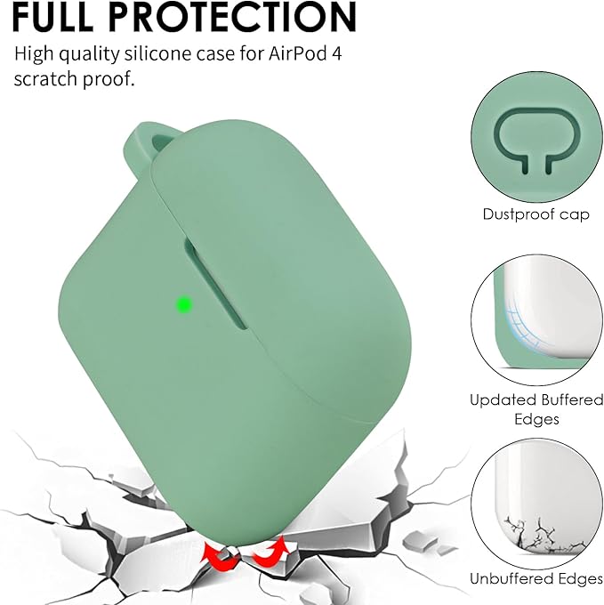 Apple AirPods 4 Case, Cute Apple AirPods 4 Case Cover for Women Girls, Silicone Protective Case with Bracelet Keychain (Cactus Green, AirPods 4 Case)
