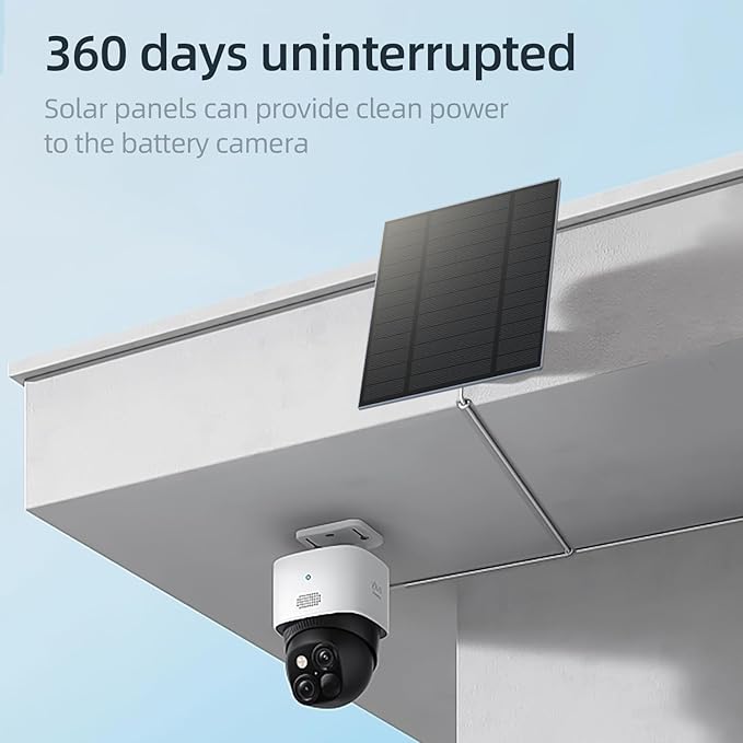 5W Solar Panel for Security Camera, Solar Panel with Micro USB & USB-C Port for DC 5V Outdoor Rechargeable Battery Camera, IP65 Waterproof, 360° Adjustable Security Mount, 9.8ft Cable(White 3PC)