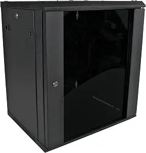 Pearington 12U Server Rack Enclosure with Glass Door, Cooling Fan, Locks, & Removable Side Panels - 12U Wall Mount Network Cabinet