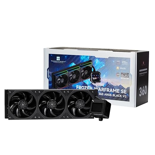Thermalright FW360 SE ARGB V2 360mm AIO CPU Cooler, 2" LCD Screen, TL-M12Q 2000RPM Daisy-Chain Fans, for AM4/AM5 & Intel LGA 1700/1851, Black